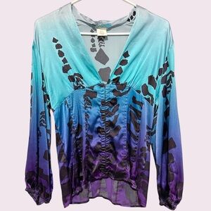 Y2k Marciano aqua silk top